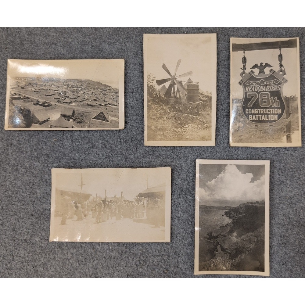 78th Construction Battalion Hdqtrs, Manus Naval Base 5 Vtg Photos Admiralty Is. - Picture 1 of 11